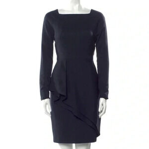 J. Mendel Wool Navy Long Sleeve Dress Size 12